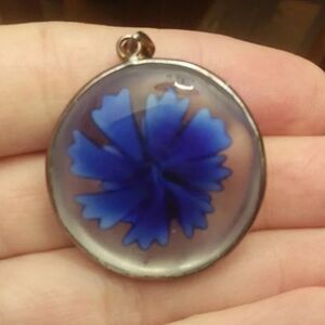 Blue flower glass pendant